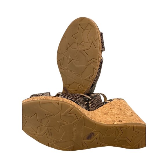 Jimmy Choo Slingback Snakeskin Platform Wedges Size 38 - Picture 4 of 6